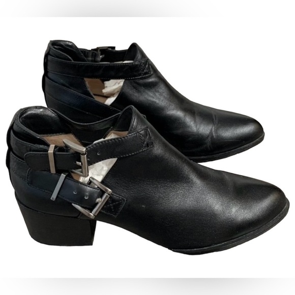 SENSO Biker Moto Buckle Leather Ankle Boots Booties Cut out sides Black Size 6 - Picture 3 of 16